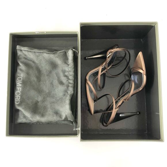 NIB Tom Ford Flesh Satin Strappy Pointed Toe High Heeled Sandals 36.5 - Picture 8 of 10